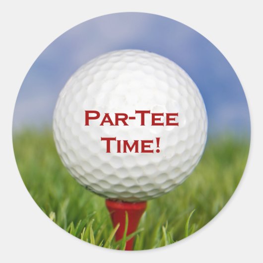 White Golf Ball on Red T-shirt Ronde Sticker (Voorkant)