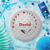 White Golf Ball Pattern and Club Papieren Bordje (Feest)
