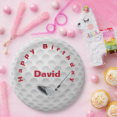 White Golf Ball Pattern and Club Papieren Bordje (Feest)