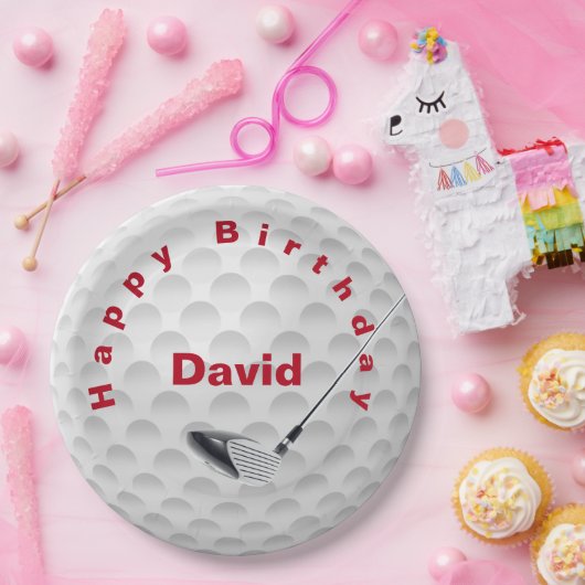 White Golf Ball Pattern and Club Papieren Bordje (Feest)