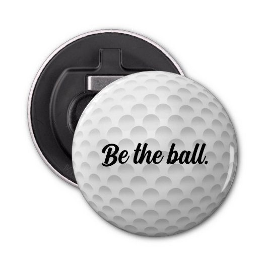 White Golf Ball with Quote Button Flesopener (Voorkant)