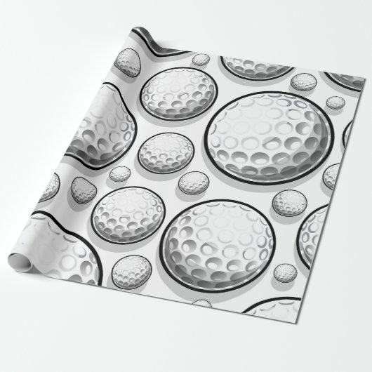 White Golf Party Cadeaupapier (Uitgerold)