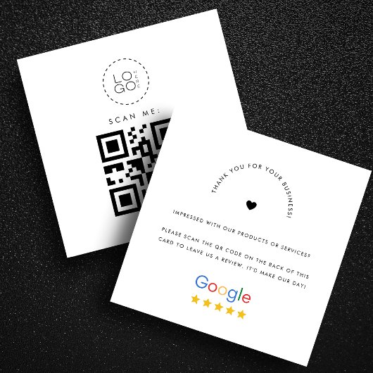 White Google Reviewen Custom Business Logo QR Code Vierkante Visitekaartje