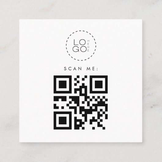 White Google Reviewen Custom Business Logo QR Code Vierkante Visitekaartje (Achterkant)