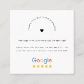 White Google Reviewen Custom Business Logo QR Code Vierkante Visitekaartje (Voorkant)