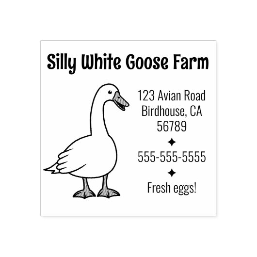White Goose Boerderij Bedrijfsadres Rubberstempel (Afrduk)