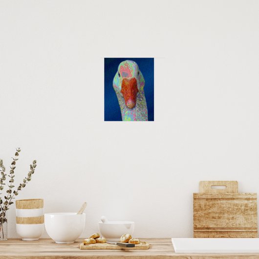 White Goose Face Abstract Boerderij Animal Art Poster (Keuken)