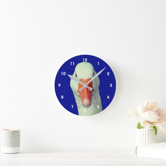 White Goose Face Cute Animal Ronde Klok (Huis)