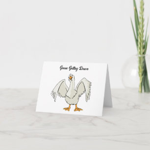 White Goose Getting Down Funny Dancing Cartoon Kaart