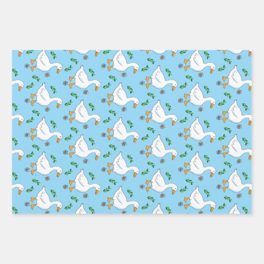White Goose Pattern Wrapping Paper Flat Sheet Set (Voorkant 3)