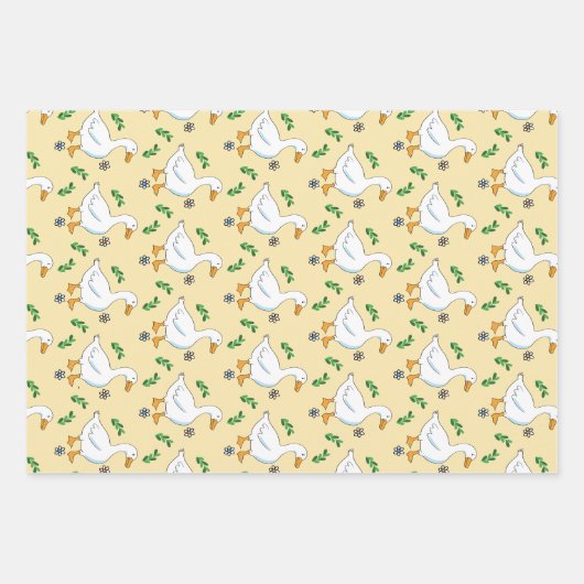 White Goose Pattern Wrapping Paper Flat Sheet Set (Voorkant 2)