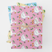 White Goose Pattern Wrapping Paper Flat Sheet Set (In situ)