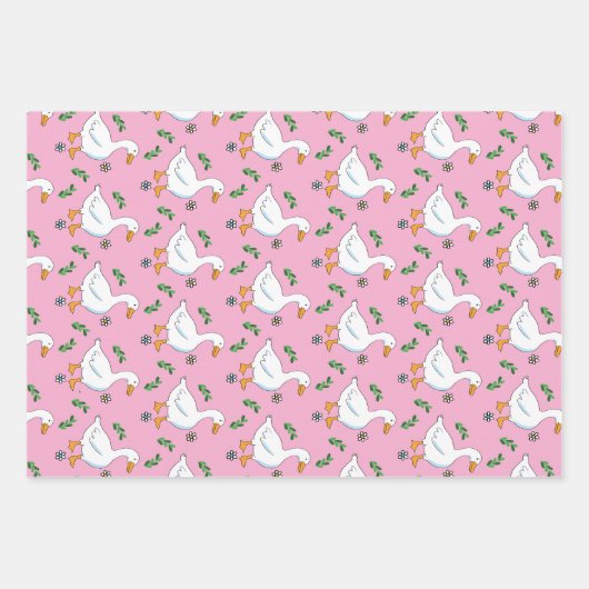 White Goose Pattern Wrapping Paper Flat Sheet Set (Voorkant)