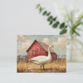White Goose Red Barn Artwork Briefkaart (Staand voorkant)