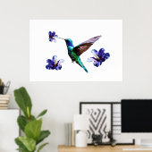 White Gorgeous Hummingbird/Hibiscus Poster (Thuiskantoor)