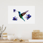 White Gorgeous Hummingbird/Hibiscus Poster (Keuken)