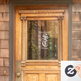 White gothic Monogram Name Medieval Bookshop Raamsticker