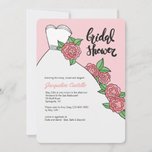 White Gown Bridal Shower Invitation Kaart