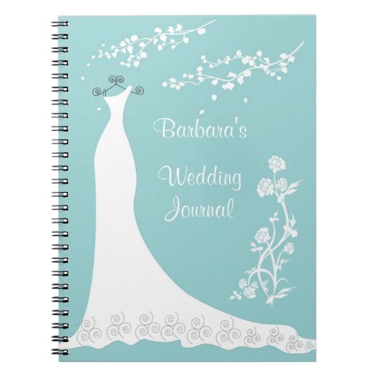 White gown on aqua Wedding Planner-laptop Notitieboek (Voorkant)