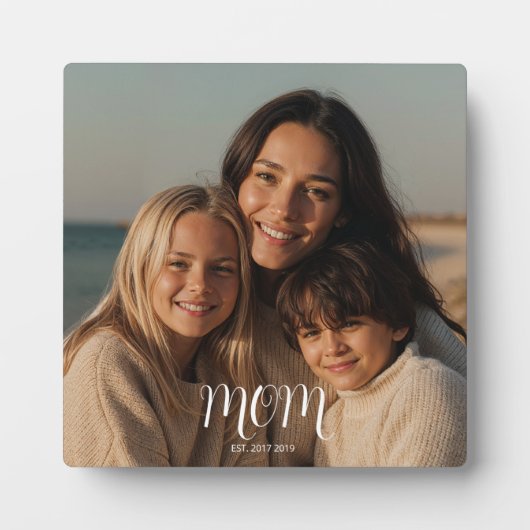 White Graceful Script Established Mom Photo Fotoplaat (Voorkant)