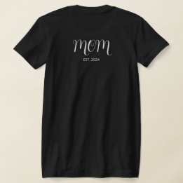 White Graceful Script Established Mom T-Shirt