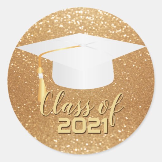White Graduation Cap - Klasse 20XX Ronde Sticker (Voorkant)