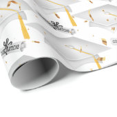 White Graduation Caps with Diplomas Cadeaupapier (Rol Hoek)