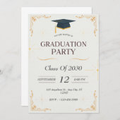 White Graduation Party Kaart (Voorkant / Achterkant)