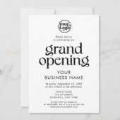 White Grand Opening Business Logo Minimalist Kaart (Voorkant)