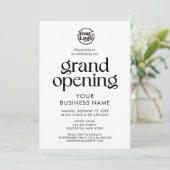 White Grand Opening Business Logo Minimalist Kaart (Staand voorkant)