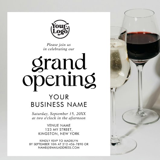 White Grand Opening Business Logo Minimalist Kaart