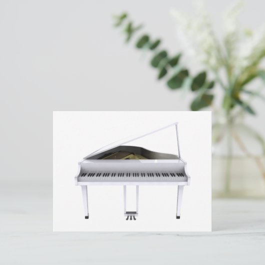 White Grand Piano: 3D-model: Briefkaart (Staand voorkant)