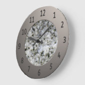 White Granite Rock Shiny Metalic Digits Cirkel Grote Klok (Hoek)