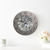 White Granite Rock Shiny Metalic Digits Cirkel Grote Klok (Huis)