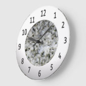 White Granite Rock Shiny Metalic Digits Cirkel Grote Klok (Hoek)