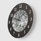 White Granite Rock Shiny Metalic Digits Cirkel Grote Klok (Hoek)