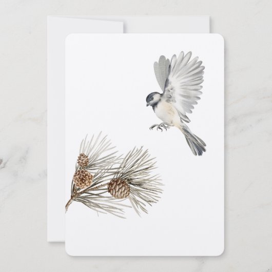 White, Gray, Bird Rustic Wedding Invitation Kaart (Achterkant)