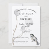 White, Gray, Bird Rustic Wedding Invitation Kaart (Voorkant)