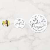 White Gray Hand Drawn Doodles Graduation 3 Photo Confetti (Voorkanten)