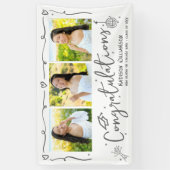 White Gray Hand Drawn Doodles Graduation 3 Photo Spandoek (Verticaal)