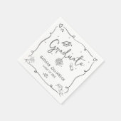 White Gray Hand Drawn Doodles Graduation Fun Retro Servet (Hoek)