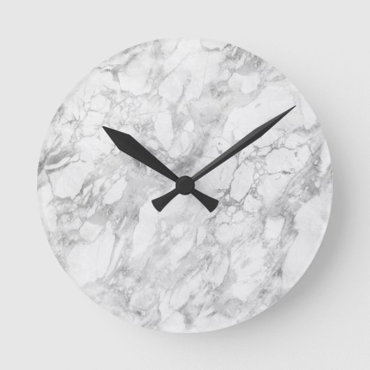 White Gray Marble Classic Elegant Beauty Glitzy Ronde Klok (Voorkant)