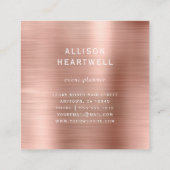 White Gray Marble Rose Gold Brushed Foil Monogram Vierkante Visitekaartje (Achterkant)