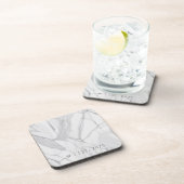 White Gray Personalized Marble Texture Family  Bier Onderzetter (Rechterzijde)