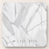 White Gray Personalized Marble Texture Family  Bier Onderzetter (Voorkant)