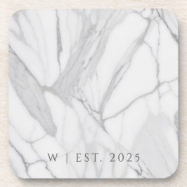 White Gray Personalized Marble Texture Family  Bier Onderzetter