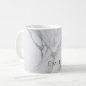 White Gray Personalized Marble Texture Koffiemok (Voorkant links)