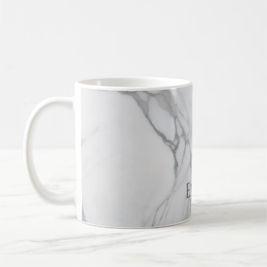 White Gray Personalized Marble Texture Koffiemok (Links)