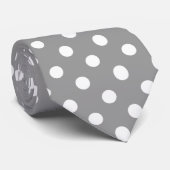 White Gray Polka Dots Pattern Stropdas (Opgerold)