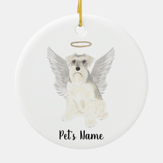 White Gray Schnauzer Sympathie Memorial Keramisch Ornament (Achterkant)